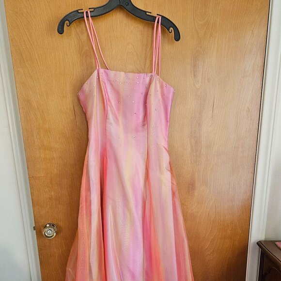 L. A. Glo Iridescent Pink/Orange/Yellow Prom Dress - Size 5/6 (Junior) - Picture 1 of 15